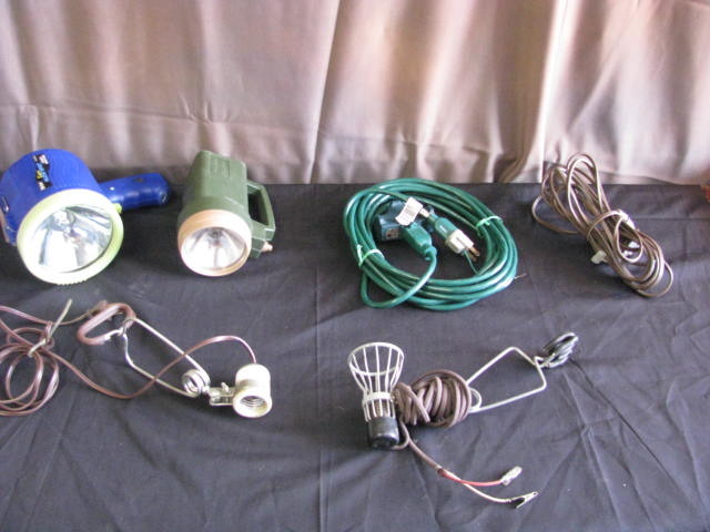 flashlights, clamp lights and extension cords