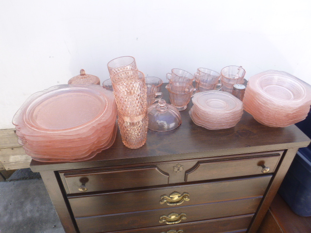 lot 51 image: Pink Glass Dinnerware