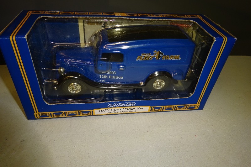 lot 17 image: Collectibles 1936 Ford Panel Van Mills Fleet Farm