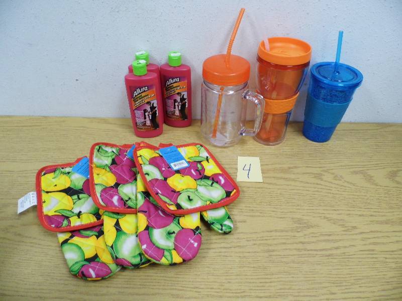Floor Refinisher, Oven Mitts, Drink Containers