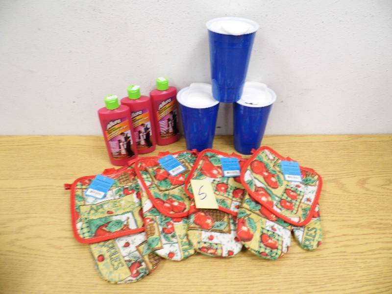 Floor Refinisher, Oven Mitts, Drink Containers