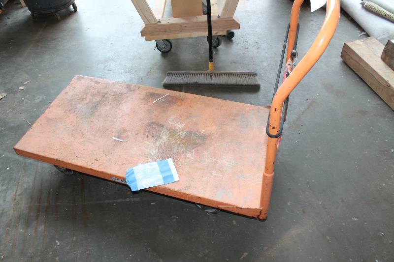 lot 48 image: Metal Cart wPush Handle Wheels 24 x 48 x 42.