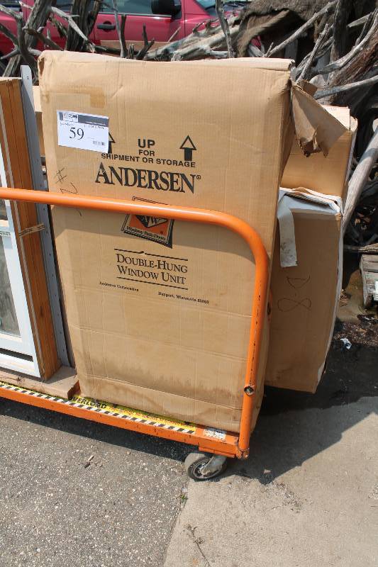 lot 59 image: Lot of (3) Windows Including Andersen Double Hung Window Dimensions 21.5 x 40.5 (1).