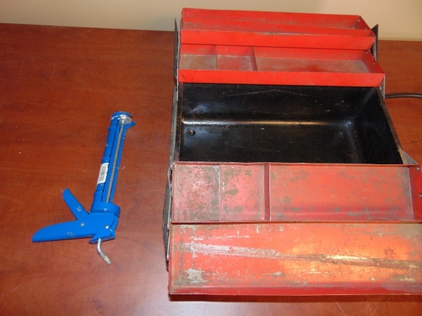 lot 23 image: Tool Box with Grease Gun and Calking Gun