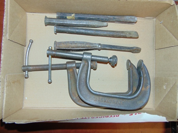 lot 21 image: Misc Tools- Clamps,Squares and Chissles