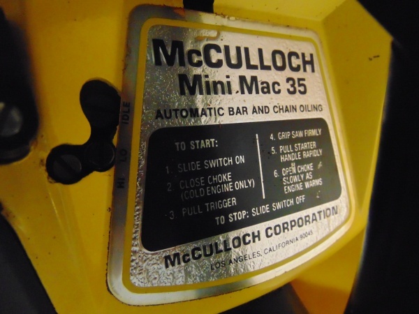 lot 109 image: Mcculloch Mini Mac 35 Chain Saw