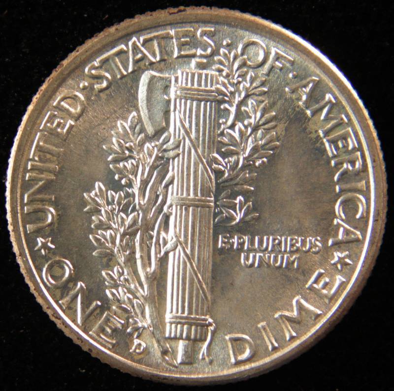 1943 D MERCURY SILVER DIME UNC