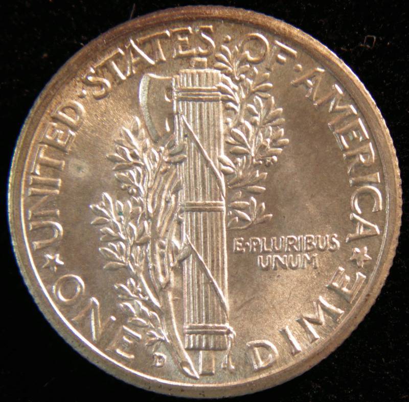 1944 D MERCURY SILVER DIME UNC