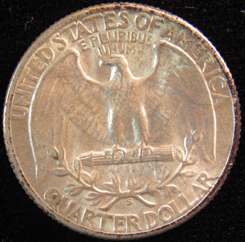 1945 S WASHINGTON SILVER QUARTER UNC