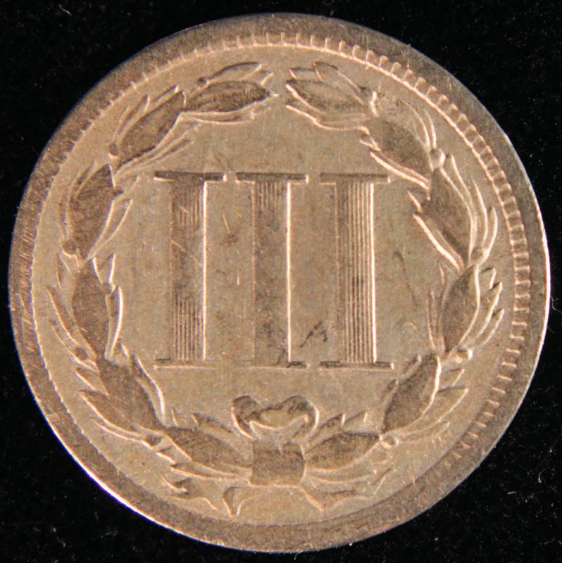 1867 US 3 CENT NICKEL FINE