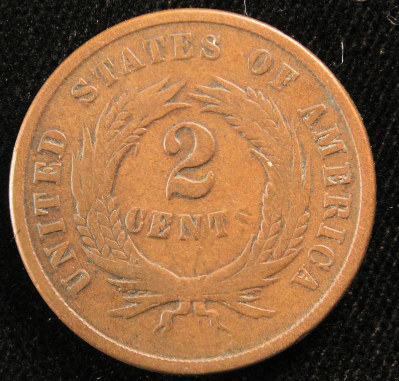 1864 TWO CENT PIECE VG