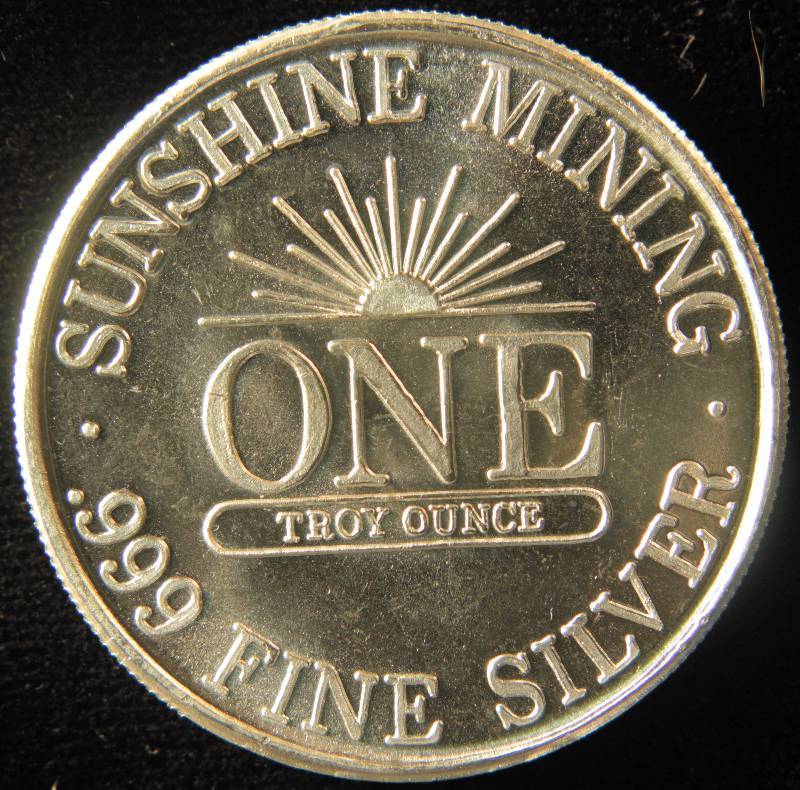 1 TROY Oz. .999 FINE SILVER ROUND 1983 SUNSHINE MINT