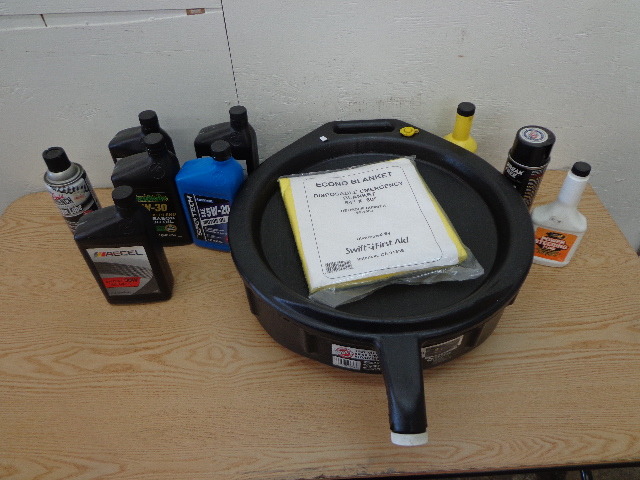 Oil pan and bottles