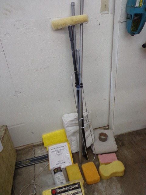 Various Items, Sponges, Drop Cloth and More