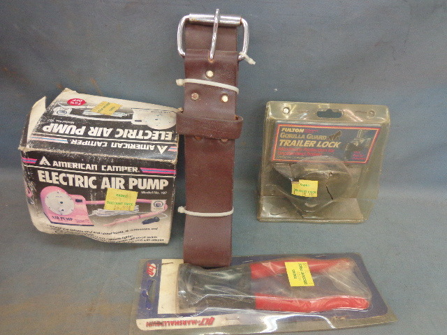 Electric Air pump, Trailer Lock, Tile Nippers,Work Belt