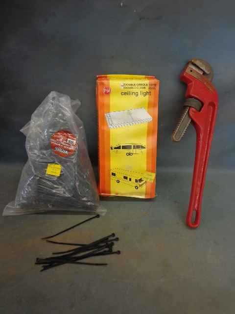 cable ties, and pipe wrench