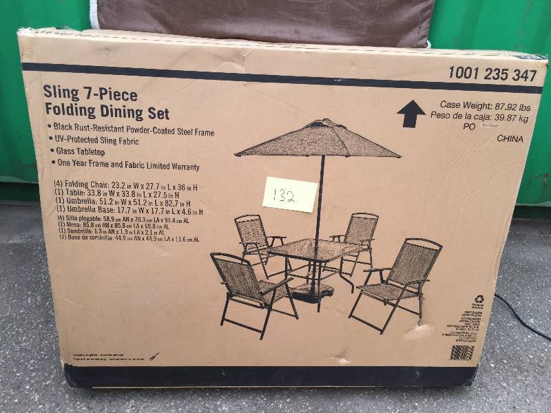 Sling 7 Piece  Folding Dining Set Outdoor NEW