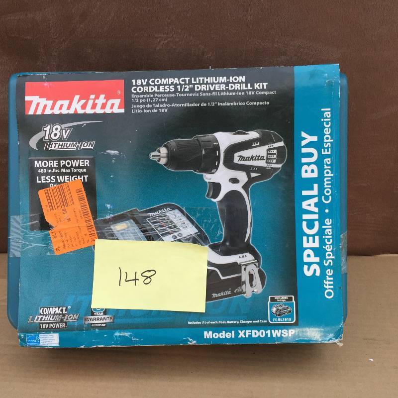 Cordless DrillDriver Kit, 18.0V, 12in. NEW