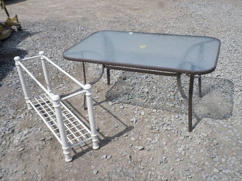 lot 8 image: 3x6 Patio Table With Glass Top & ...