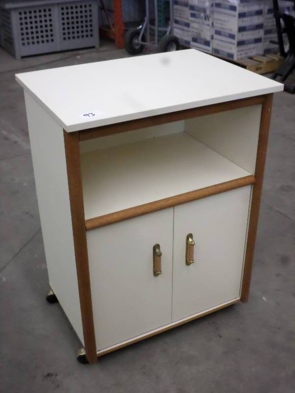 lot 93 image: Rolling Wooden Cabinet, Good Condit...