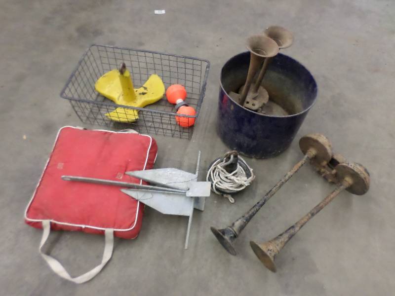 lot 149 image: Lot Of (3) Boat Anchors, Boat Pad,...