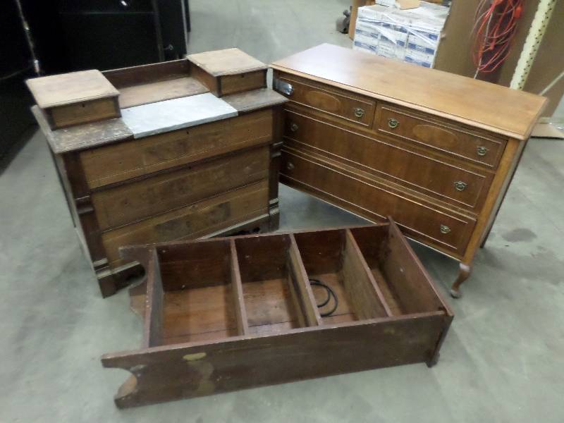 lot 152 image: (2) Vintage Wooden Dressers & (1) W...