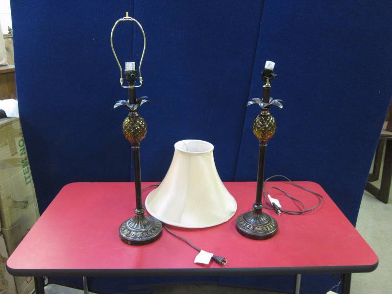 2 Glass & Metal Table Lamps