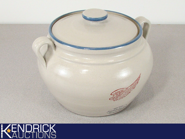 lot 32 image: Mint New Condition Red Wing Stoneware 3 Qt. Bean Pot with Lid