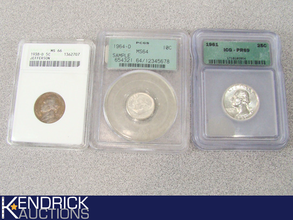 lot 75 image: 3 Professionally Graded Coins