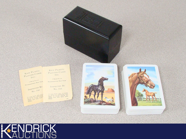lot 81 image: Mint Condition 1947 KEM Double Deck Playing Cards in Case