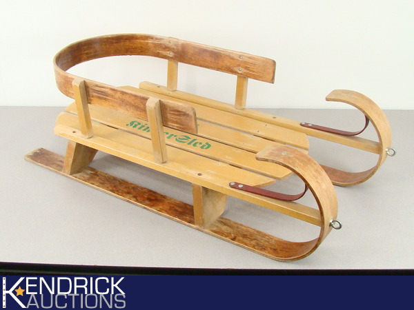 lot 91 image: Vintage Wood Paris Kinder Sled