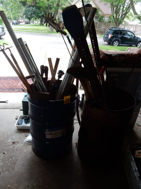 lot 26 image: 2, 55 Gal Drums and misc. items as listed and more