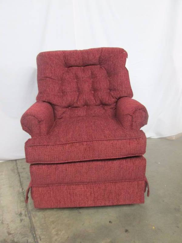 lot 19 image: Button-Back Swivel Rocker - Burgundy