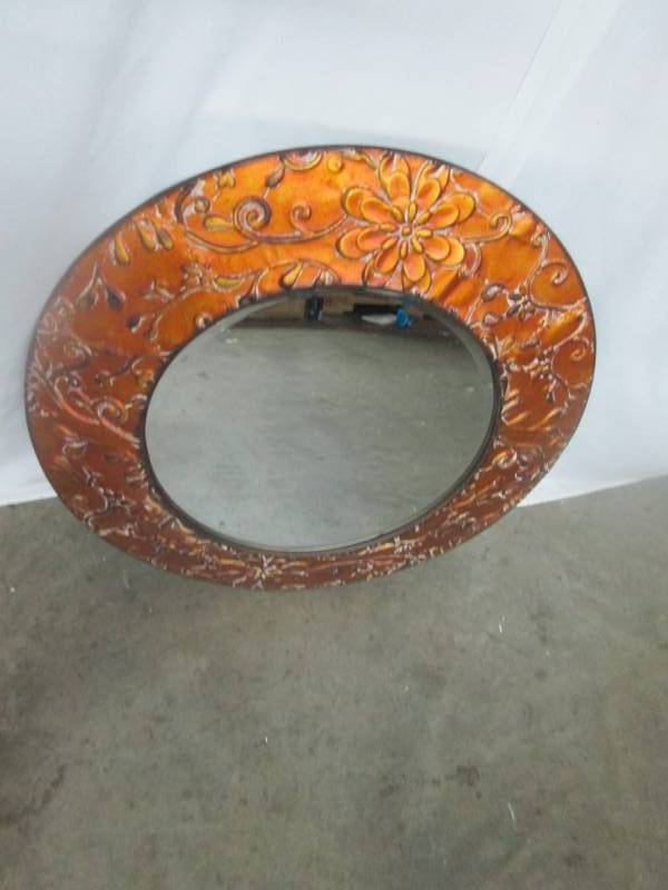 lot 55 image: River of Goods Flower Mirror - Mahogany