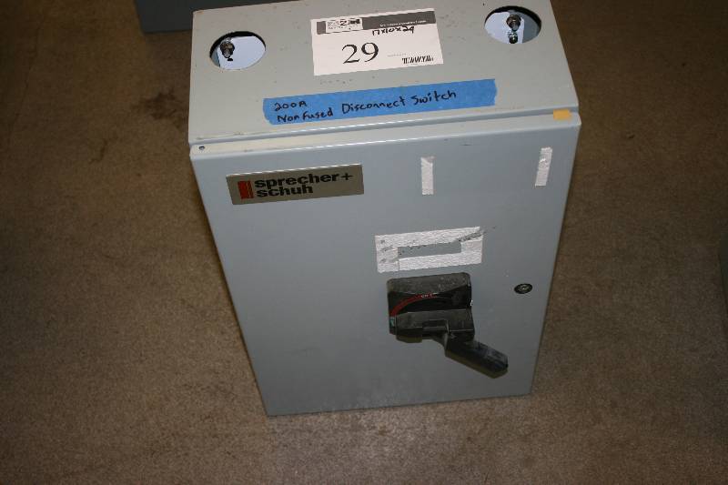 lot 29 image: Sprecher  Schuh 200A Nonfused Disconnect Switch 17 x 10 x 29.