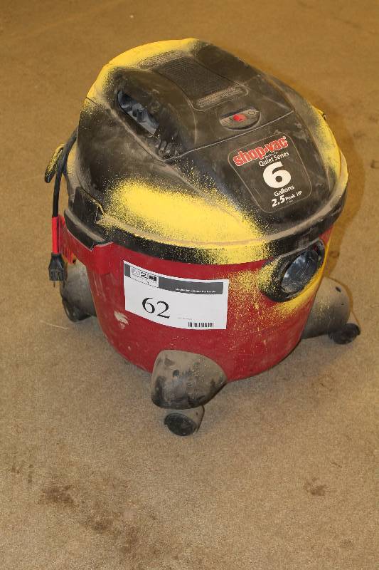 lot 62 image: Shop Vac 6 Gallon 2.5 HP Wet Dry Vac wWheels & Cord.