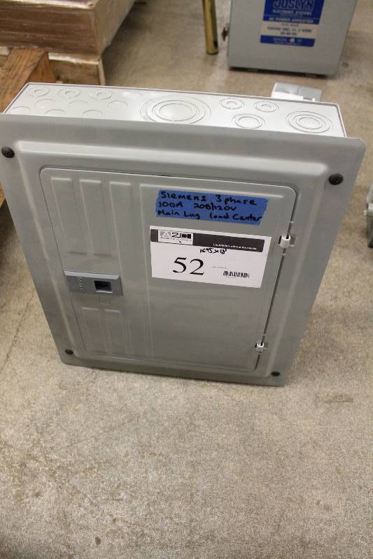 lot 52 image: Siemens Circuit Breaker 3 Phase100A208-120V Main Lug Load Center 16 x 5 x 18.