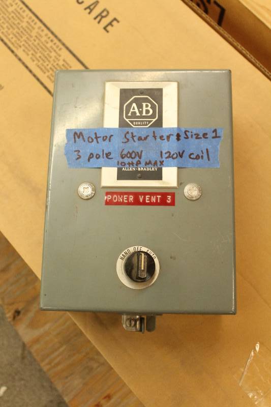 lot 51 image: A-B Motor Starter Size 1 3 Pole 600V120V Coil 7 x 5 x 11.