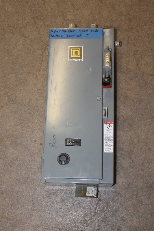 lot 45 image: Square D Motor Starter 480V3 Pole30 Amp 120V Coil 24 x 8 x 12.