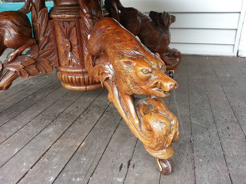 19th Century French Hand Carved Animal Menagerie Dining Table