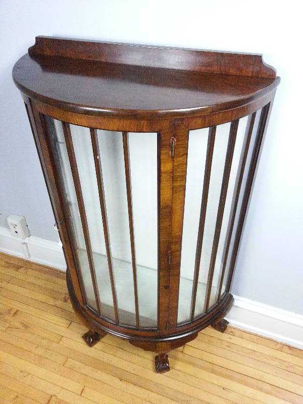 Claw & Ball Burl Walnut Curio Cabinet