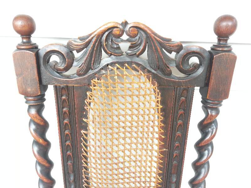 Edwardian Caneback & Leather Barley Twist Chair