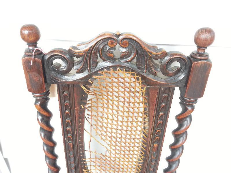 Edwardian Caneback & Leather Barley Twist Chair