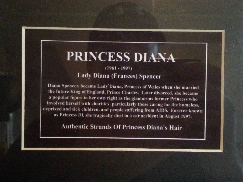 Framed Princess Diana Photo, Signature, and Lock of Hair