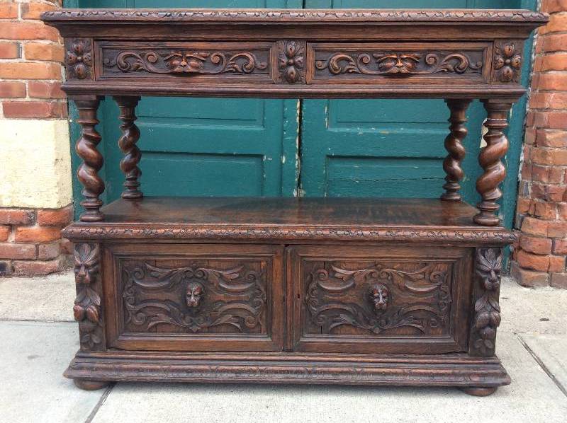Late 1800s French Hand-Carved Sideboard  Buffet