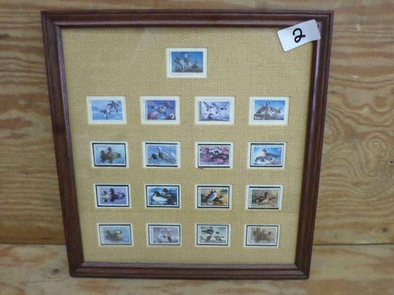 lot 2 image: 17-Piece Framed Unsigned Duck Stamp...