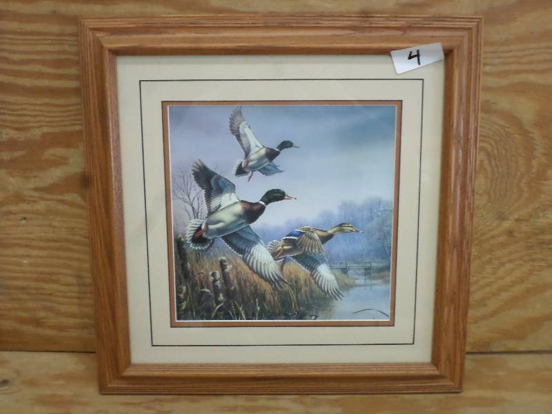 lot 4 image: Framed Mallard Duck Painting ...