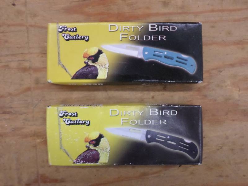 lot 107 image: (2) Frost Cutlery Dirty Bird Folder...