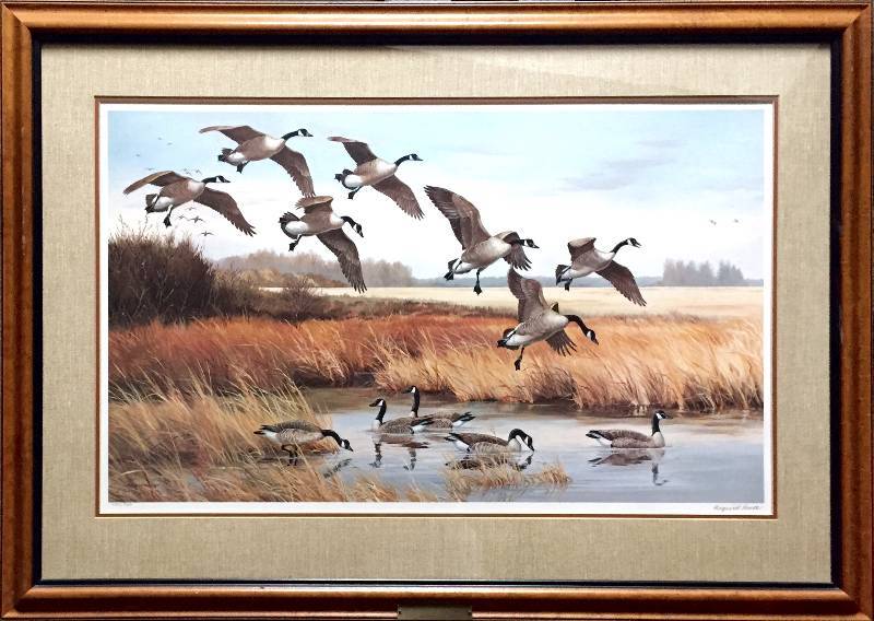 Maynard Reece professionally framed 750/ 950 A Quiet Place Canada geese ...