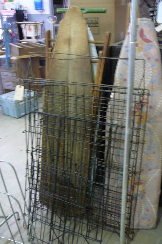 lot 53 image: Lot of Ironing Boards wire Plant Stands Clothes Rack
